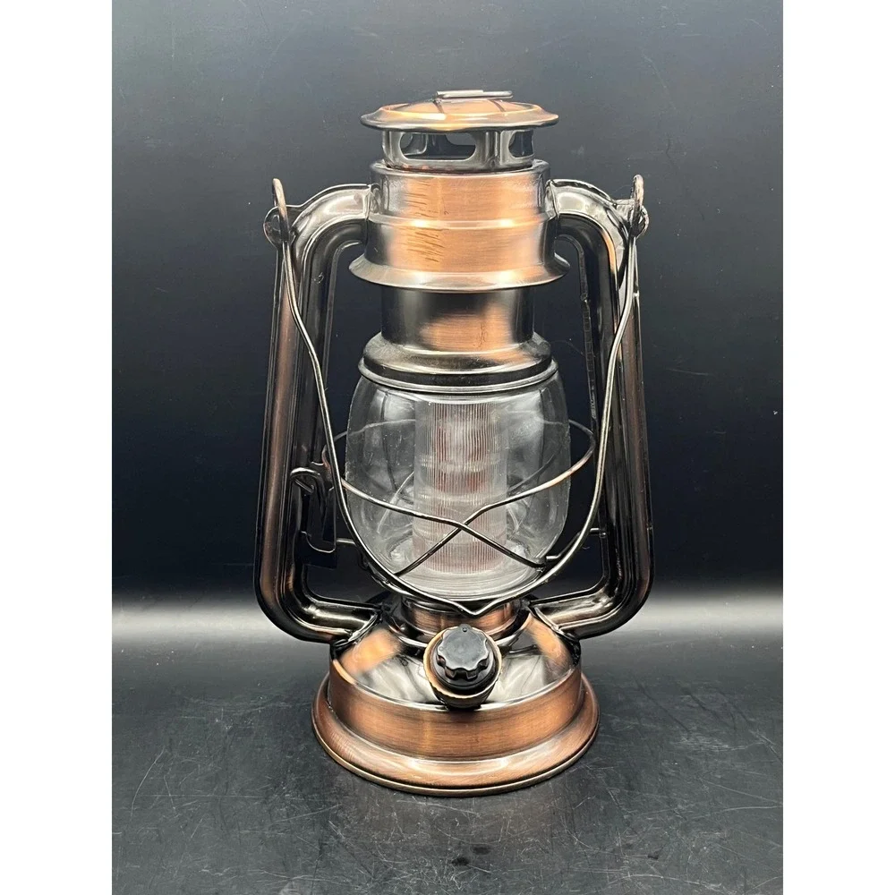 Vintage-Style LED Lantern Copper Finish Battery Operated‎ Camping Dimmer Knob